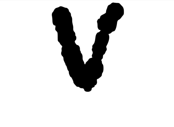 Ink Blot Stain Mono Letter V