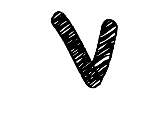 Rough and Messy Scribbled Mono Letter V